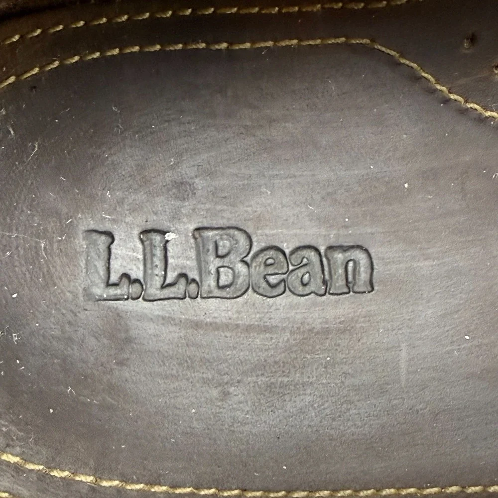LL BEAN Allagash Penny Loafers Mens 9.5 D Brown Leather Handsewn Lug Sole Casual